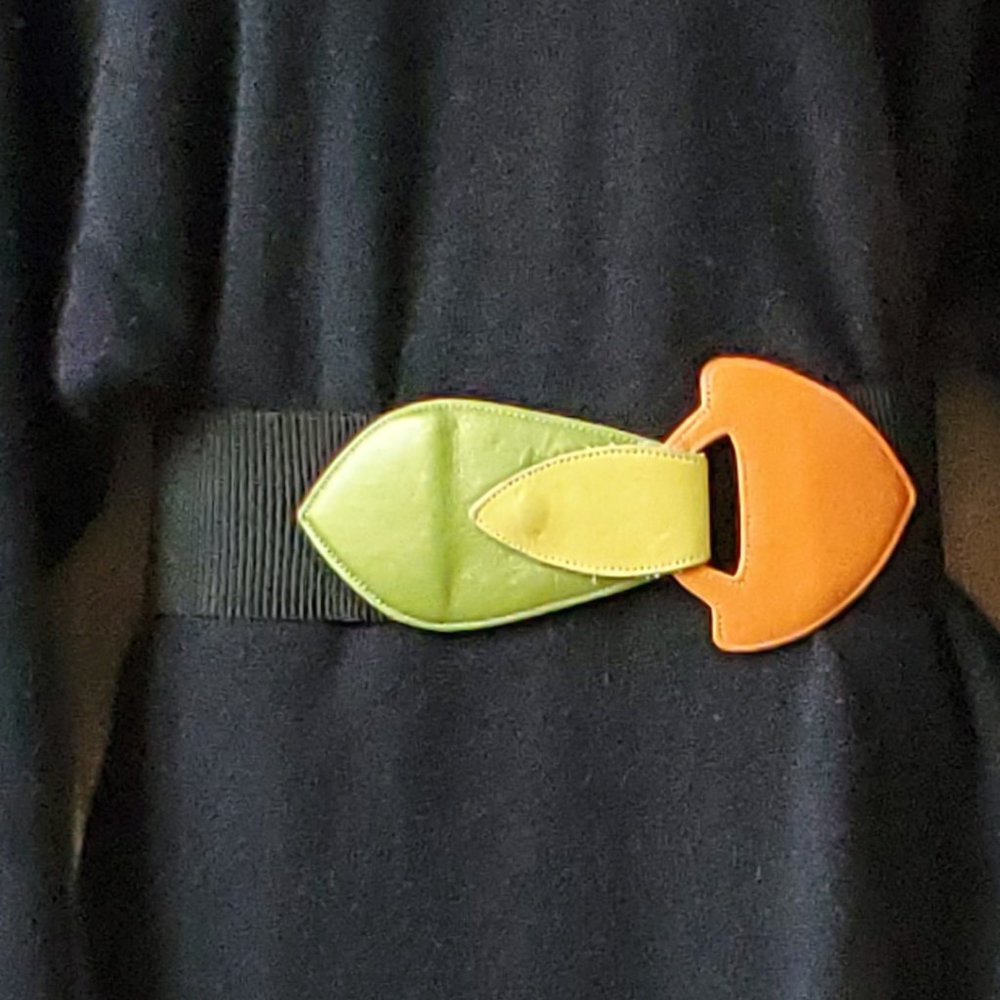 Spring! Black stretch belt colorful statement belt
